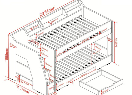 Flair Slick Staircase Bunk Bed White