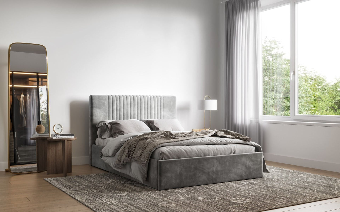 Flair Sonar Grey/Mink Ottoman Bed
