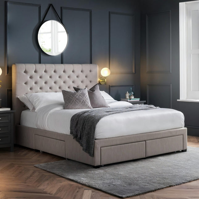 Wilton 180cm Superking Grey Linen Style Fabric Storage Bed with 4 Drawers – image 2