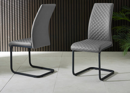 Set of 4 Xavier Grey Upholstered Cantilever Dining Chairs