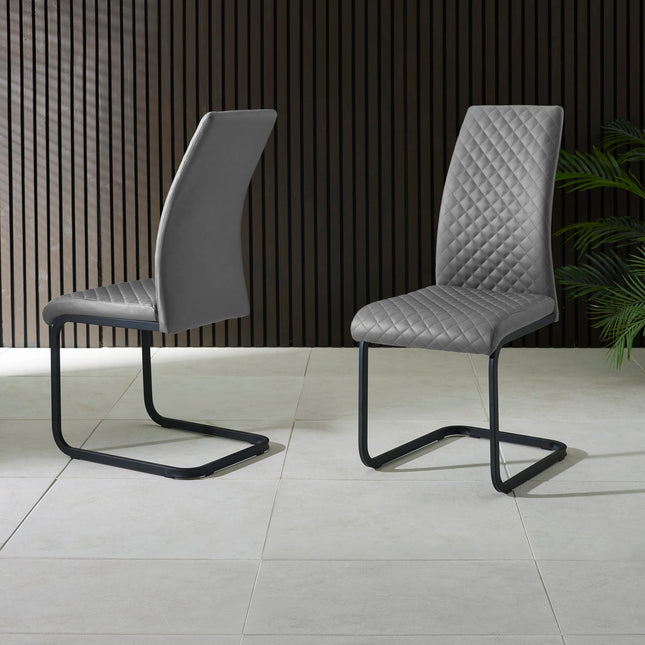 Set of 4 Xavier Grey Upholstered Cantilever Dining Chairs