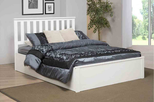 White Rubberwood Storage Bed