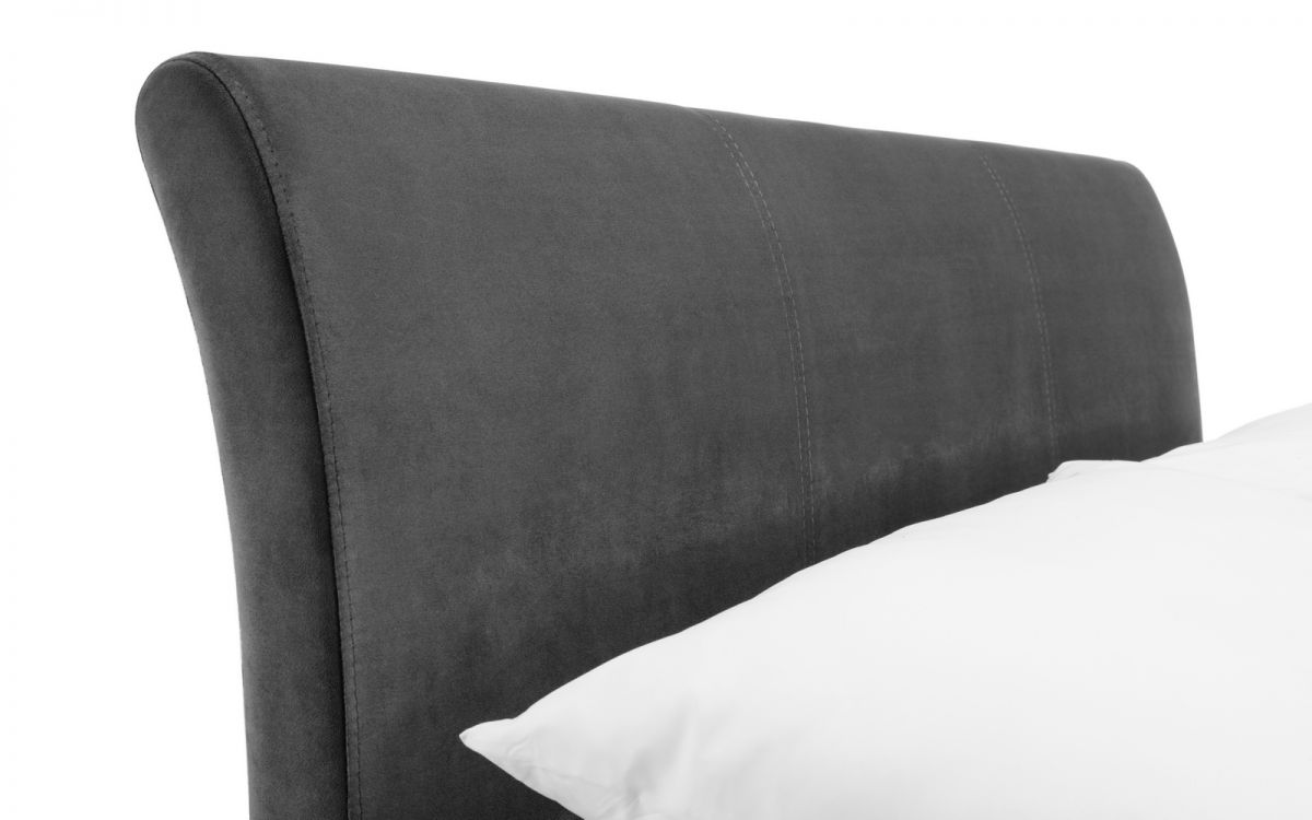 Capri Dark Grey Velvet Bed with Drawers