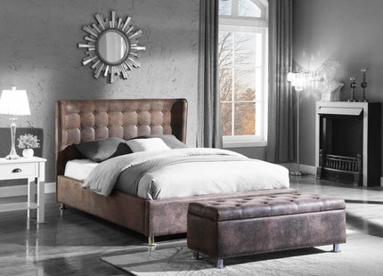 Valencia Antique Brown Fabric Bed