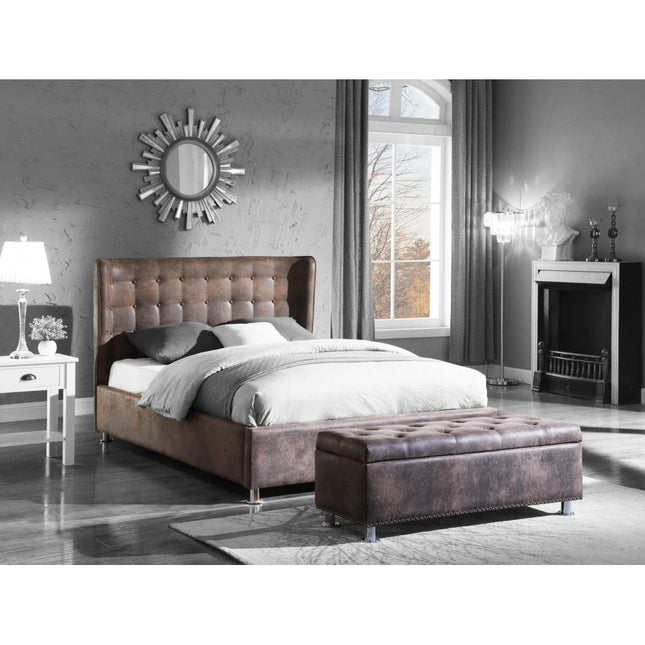 Valencia Antique Brown Fabric Bed