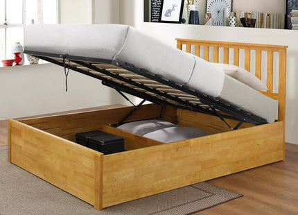 Oak Rubberwood Storage Bed