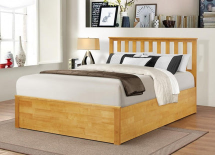 Oak Rubberwood Storage Bed